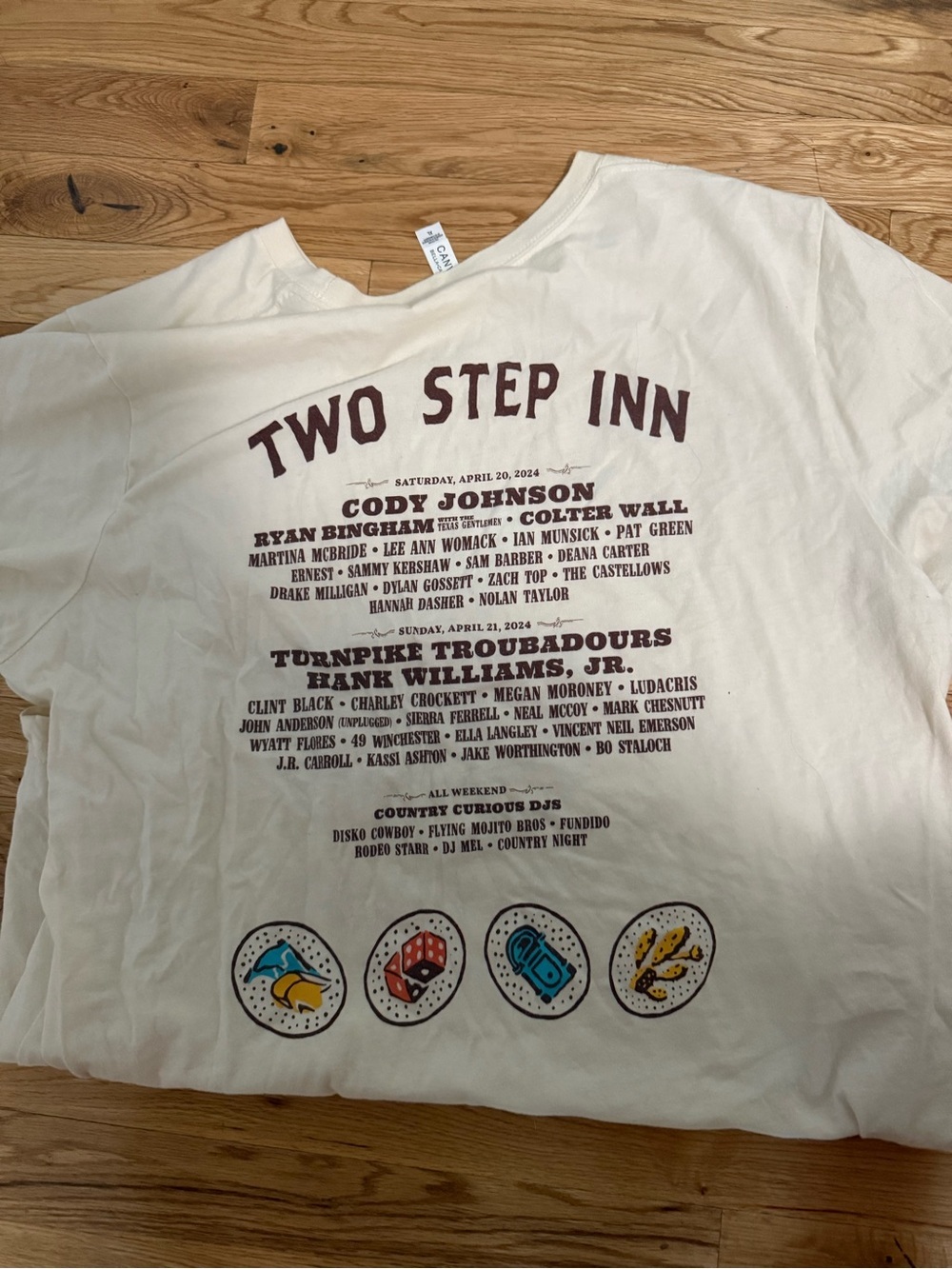 Two Step Inn Festival Graphic Tee - White with Red, Orange & Blue Design - Picture 3 of 3